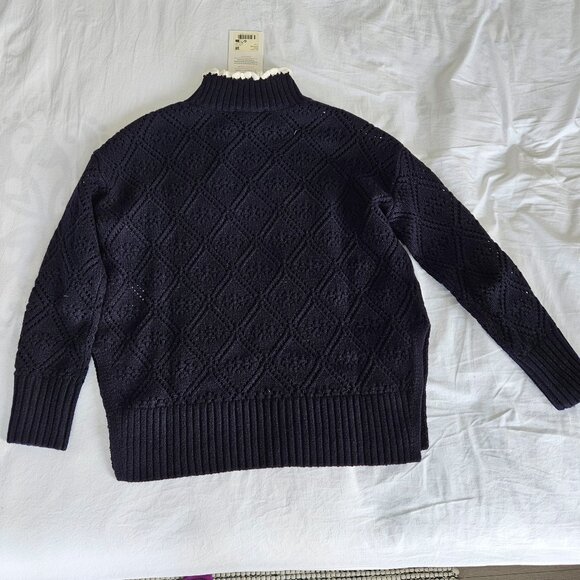 Sezane Laurie Jumper, Navy/Ecru Crochet size xxs NWT - Picture 13 of 14